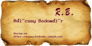 Récsey Bodomér névjegykártya